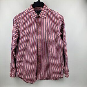 Polo Ralph Lauren Shirt Men Curham Dress Long Sleeve Blue Red Size 16.5-34/35
